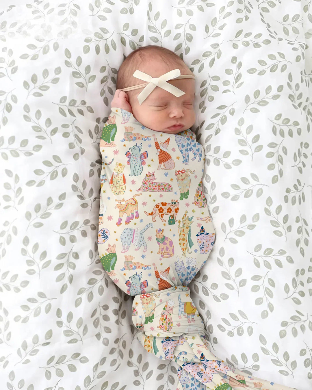 Whimsical Cat Parade swaddle blanket