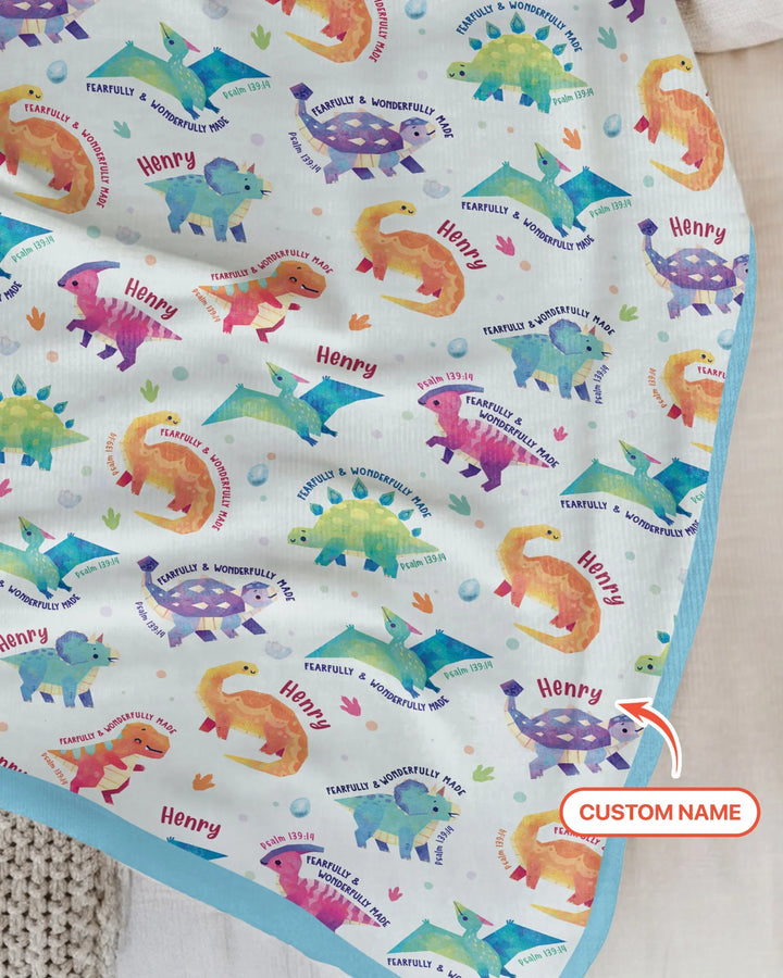 Fearfully & Wonderfully Made Custom Name Boy Bamboo Blanket