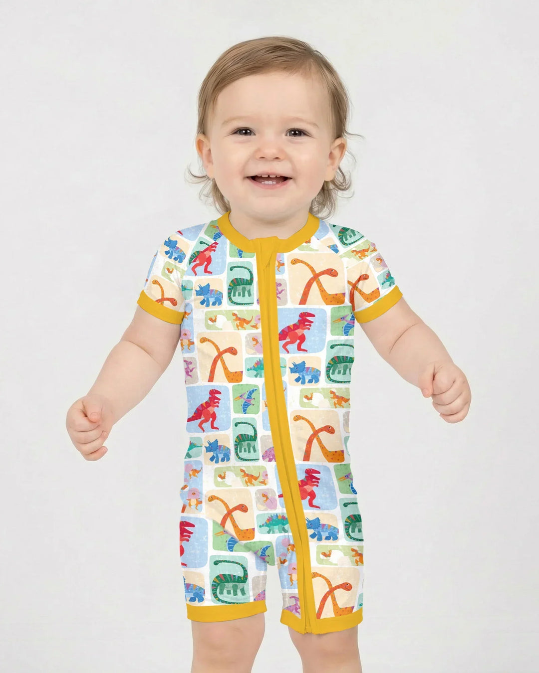 Rainbow Dino Friends Family Matching Bamboo Shorty Zippy