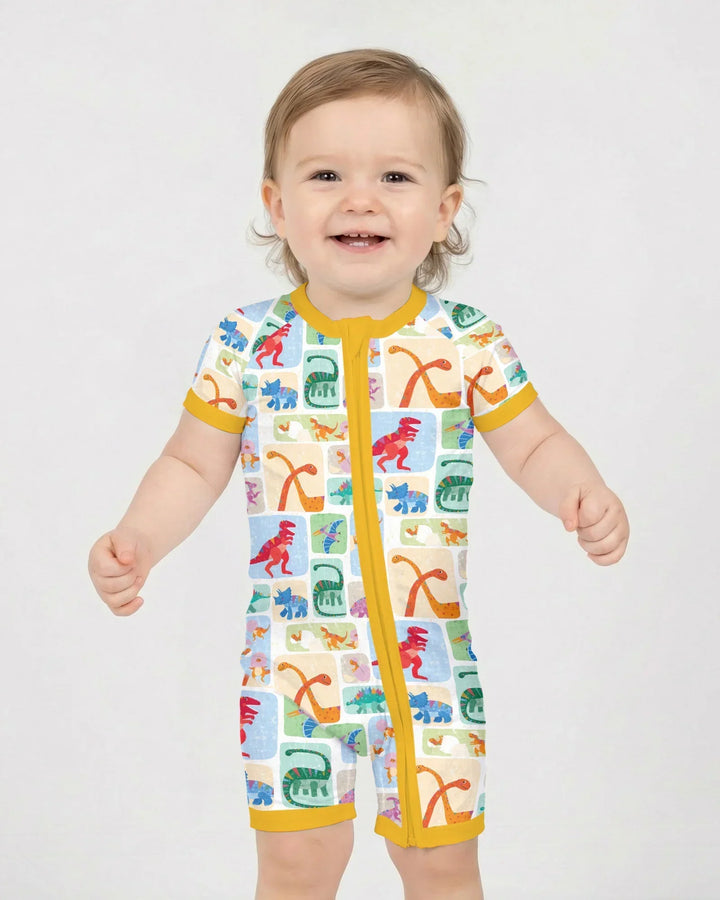 Rainbow Dino Friends Family Matching Bamboo Shorty Zippy