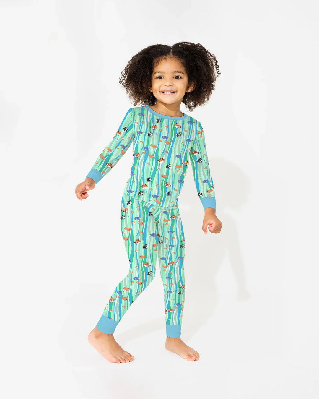 Custom Name Summer Beach Bamboo Two Piece Long Sleeve Pajama Set