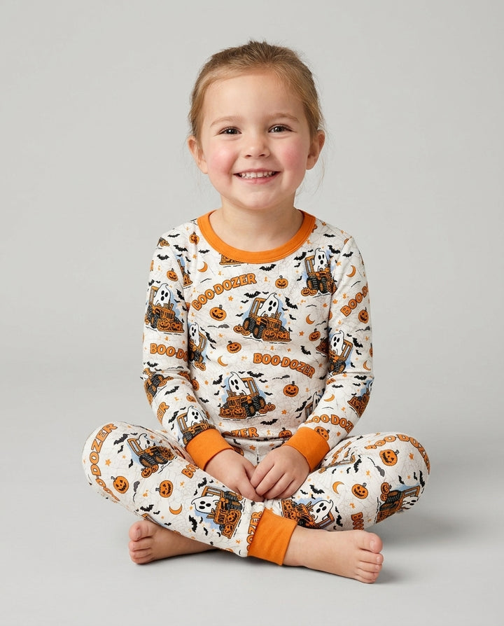 Boo-dozer Halloween Bamboo Two Piece Long Sleeve Pajama Set