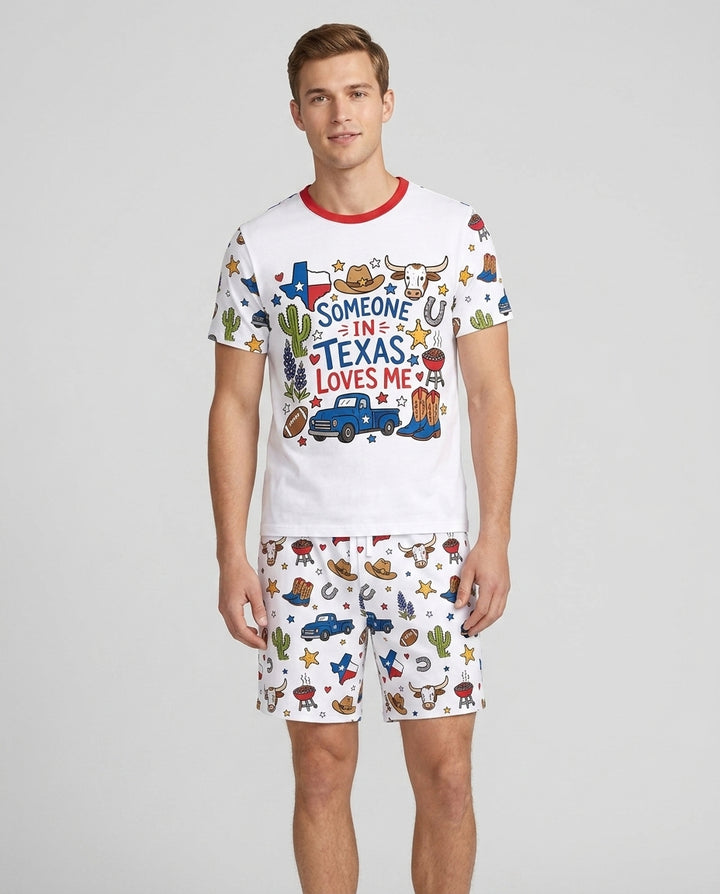Someone in Texas Loves Me Bamboo Men Short Sleeve Short Pajama Set