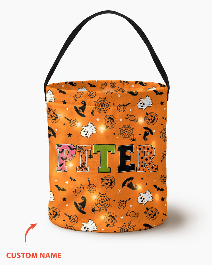 Halloween Name Spooky Letters Led Light Bucket Bag
