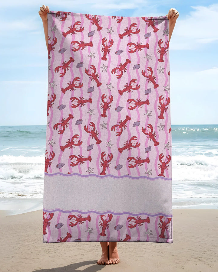 Sweet Lobster Waves Bamboo Beach Towel