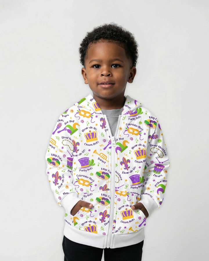 Mardi Gras Family Matching Bamboo Zip Hoodie