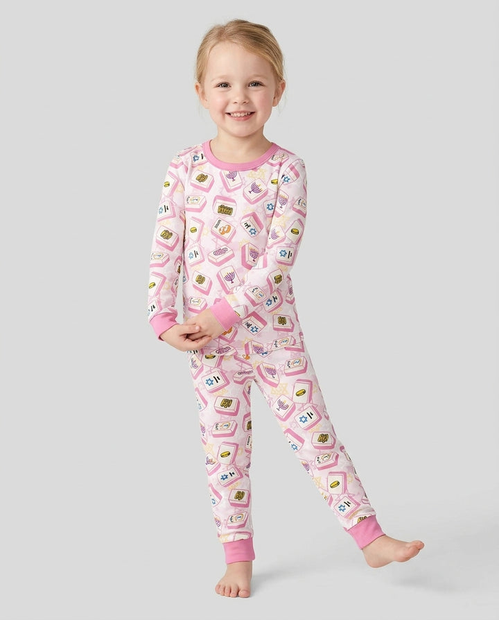 Hanukkah Mahjong Club Bamboo Two Piece Long Sleeve Pajama Set
