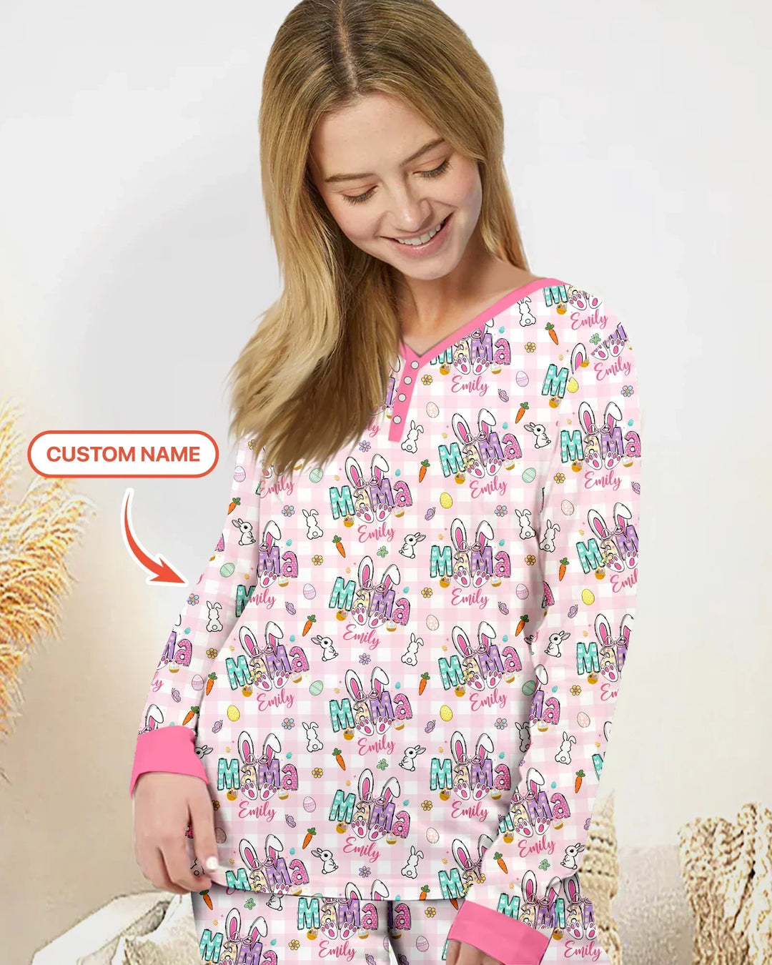 Custom Name Easter Family Matching Bamboo Women Pajama Set