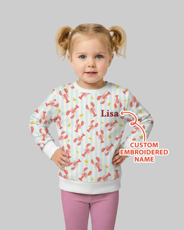 Personalized Embroidered Crawfish Summer Baby Bamboo Crewneck Sweatshirt