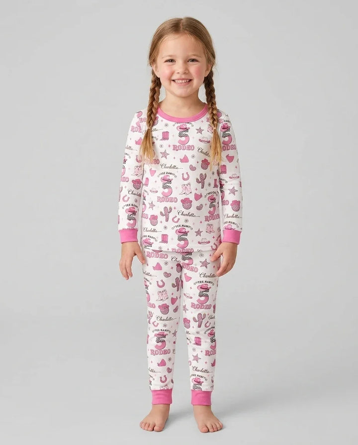 Personalized Birthday Rodeo Bamboo Two Piece Long Sleeve Pajama Set