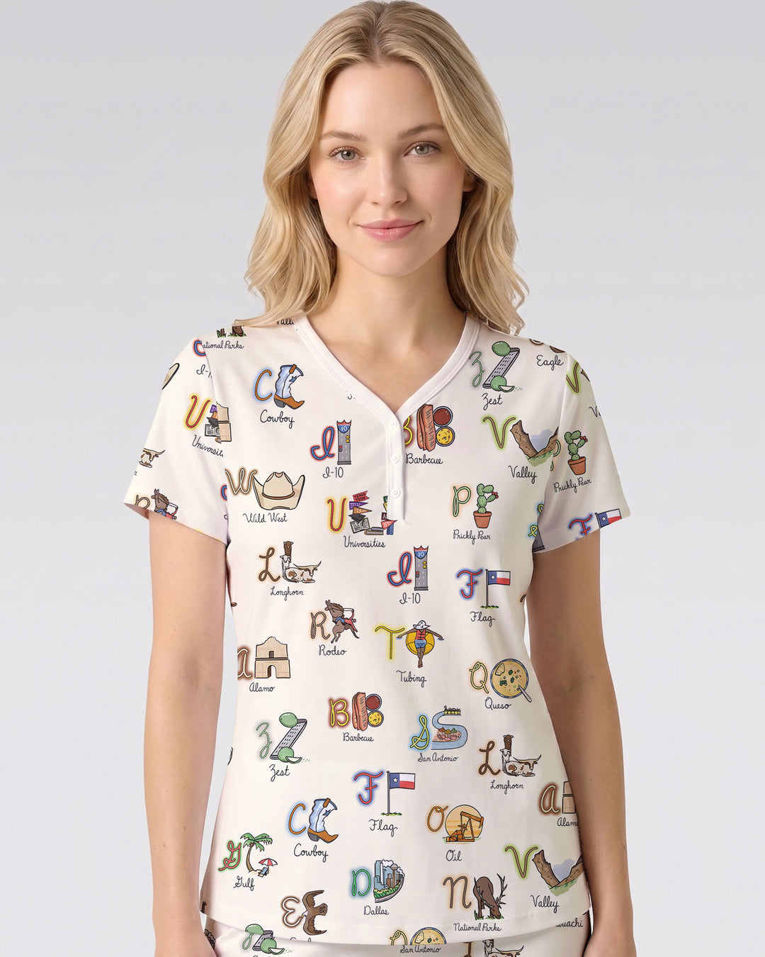 Texas Alphabet Bamboo Women Short Sleeve Short Pajama Set