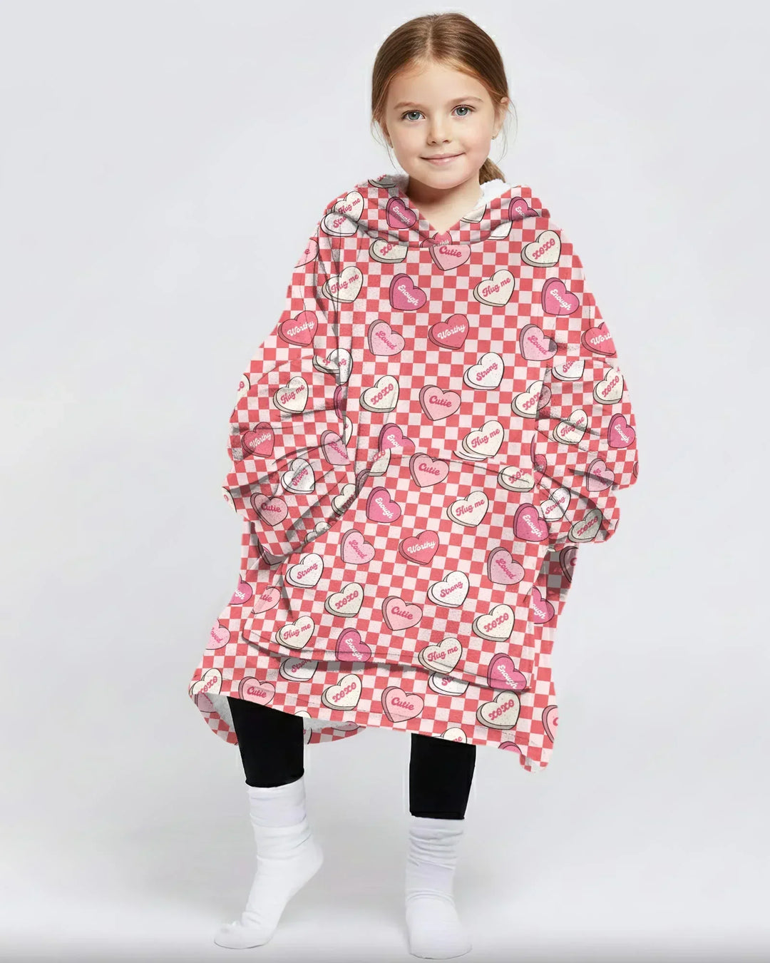 Valentine in Hearts Wearable Bamboo Blanket Hoodie