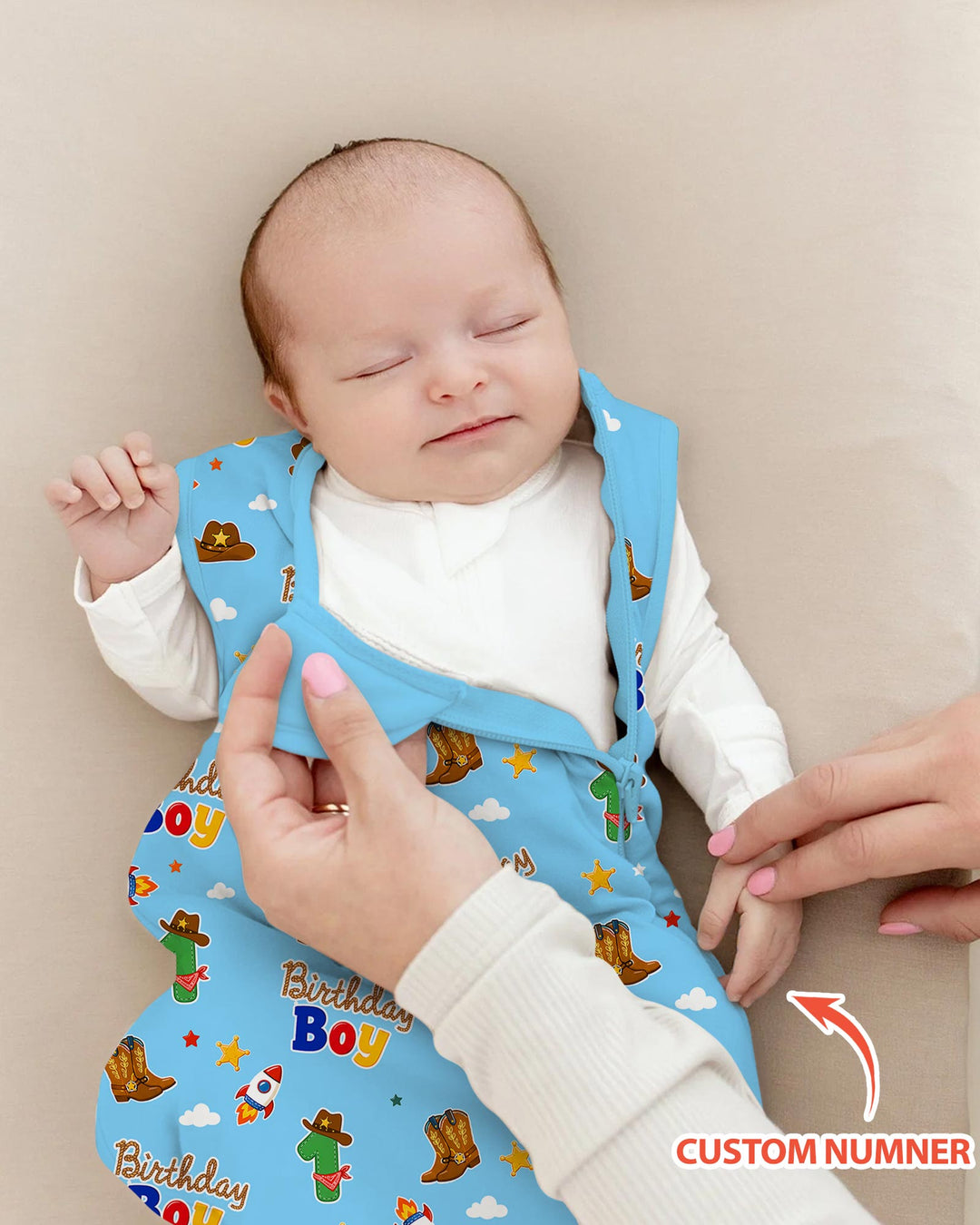 Custom Birthday Western Boy Bamboo Sleep Bag