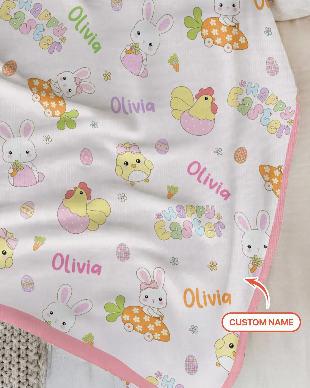 Custom name Happy Easter Bamboo Blanket