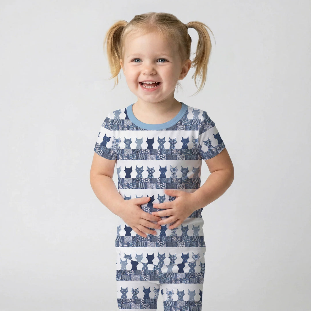 Midnight Feline Bamboo Two Piece Short Sleeve Pajama Set