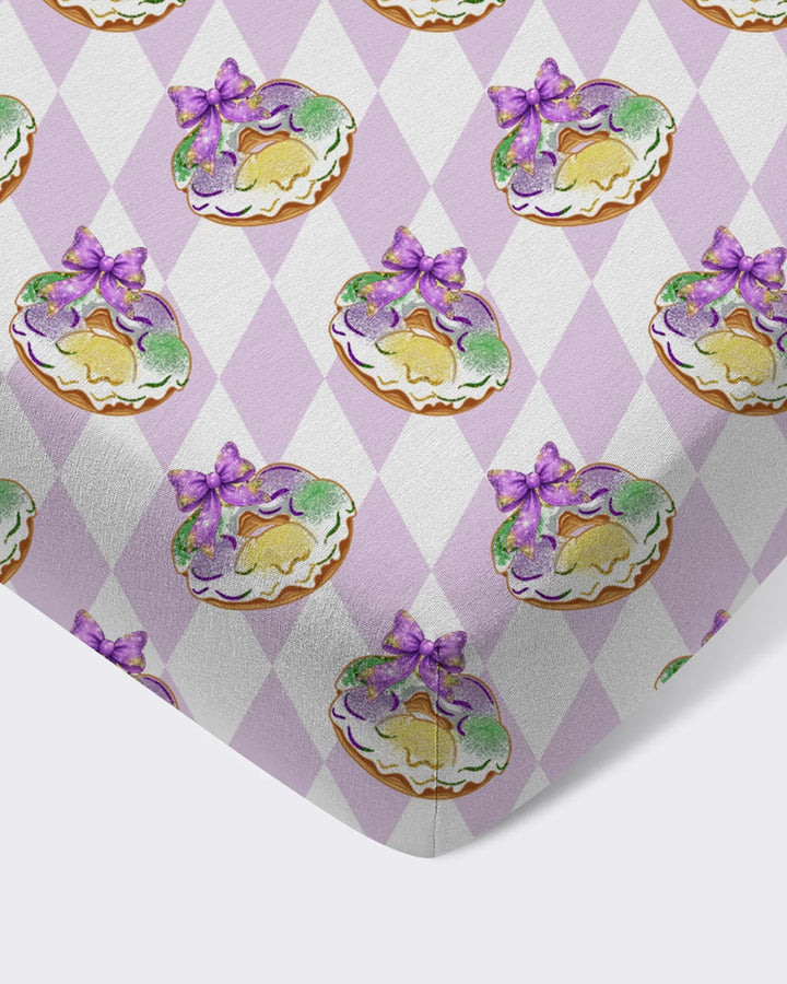 Mardi Gras Donut Bamboo Fitted Crib Sheet