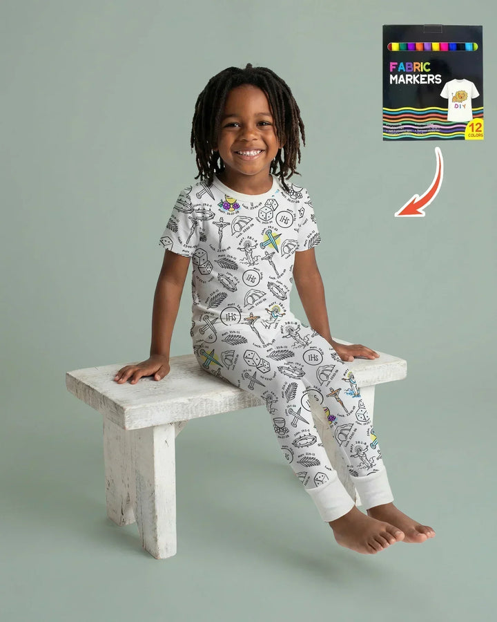 Easter Story Colorable Bamboo Two Piece Short Sleeve Pajama Set