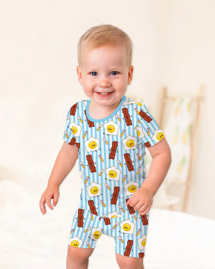 Breakfast Club Bamboo Two Piece Short Sleeve Shorts Pajama Set