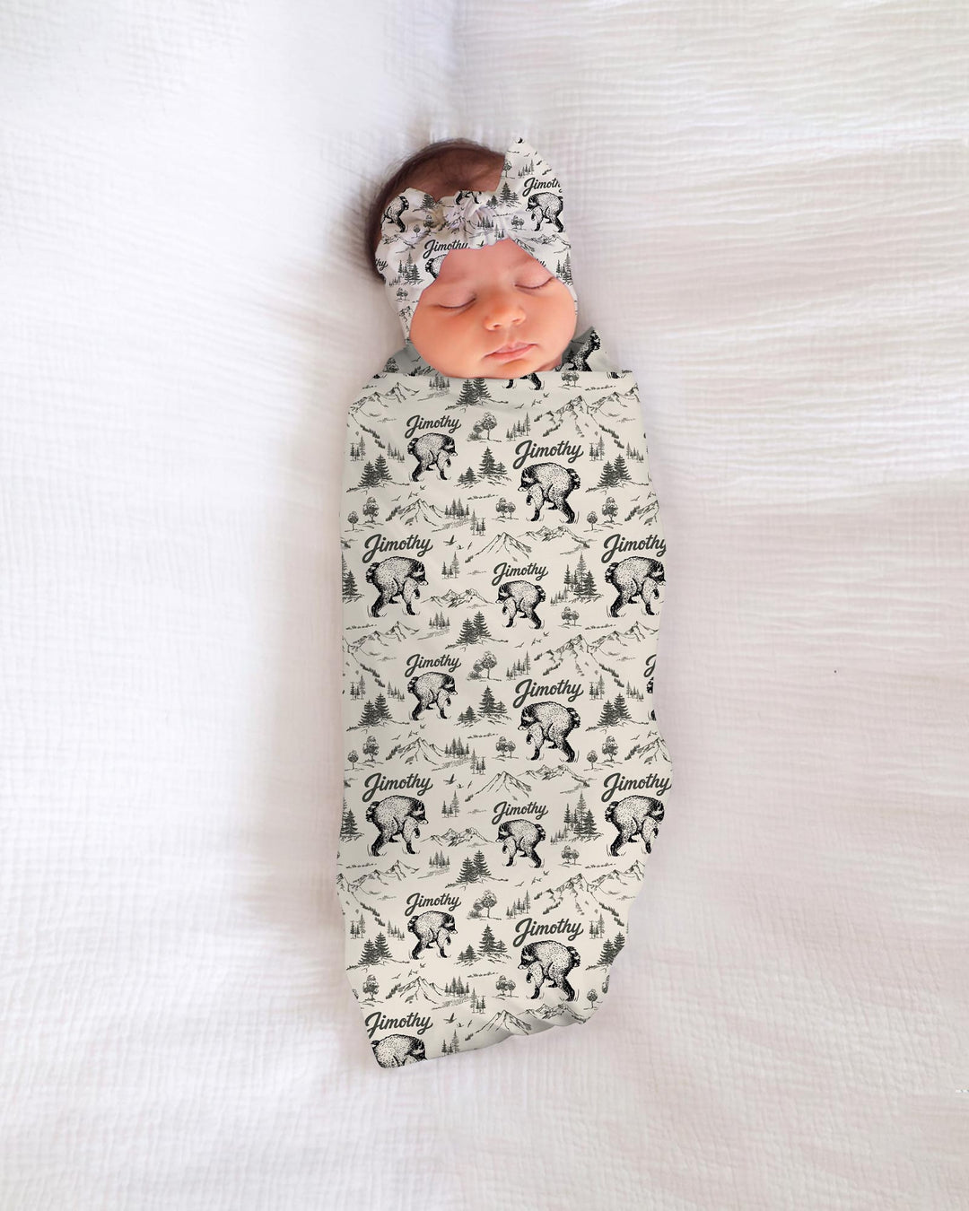 Vintage Jimothy Racoon Family Matching swaddle blanket
