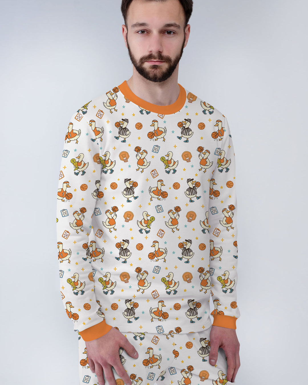 Silly Goose Playing Basketball Bamboo Men's Pajama Set