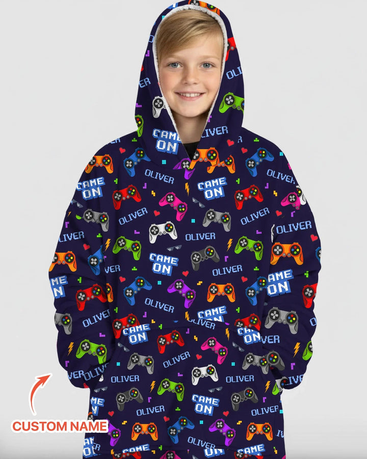 Custom Name Game On Family Matching Bamboo Blanket Hoodie