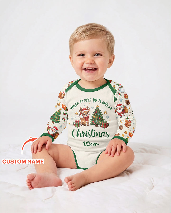 Custom Name When I Wake Up It's Will Be Christmas Bamboo Bodysuit