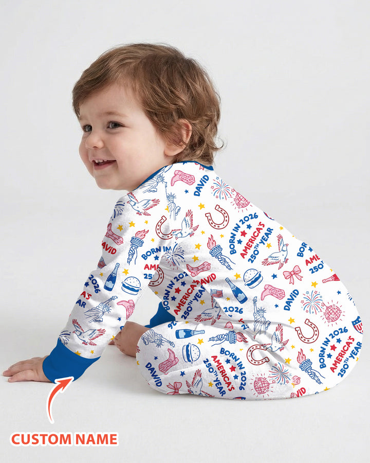 Born in 2026 America’s 250th Year Custom Name Bamboo Convertible Zippy