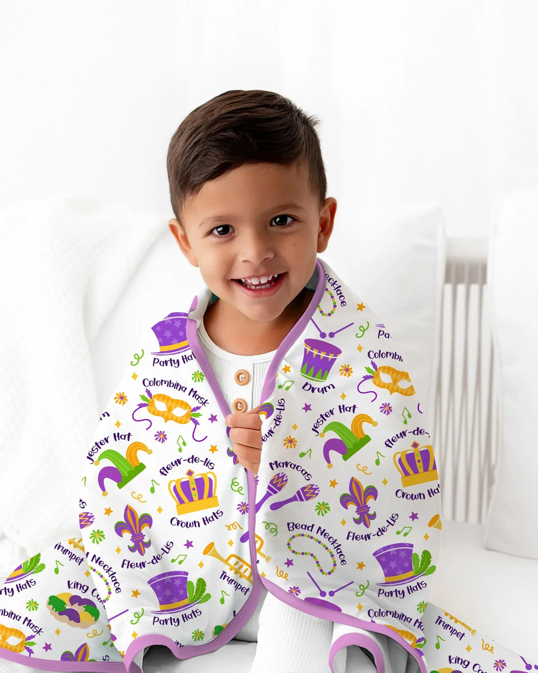 Mardi Gras Family Matching Toddler Bamboo Blanket