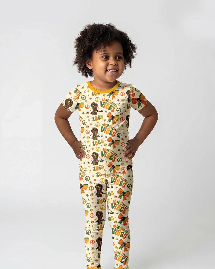 Juneteenth Vibes Vintage Bamboo Two Piece Short Sleeve Pajama Set