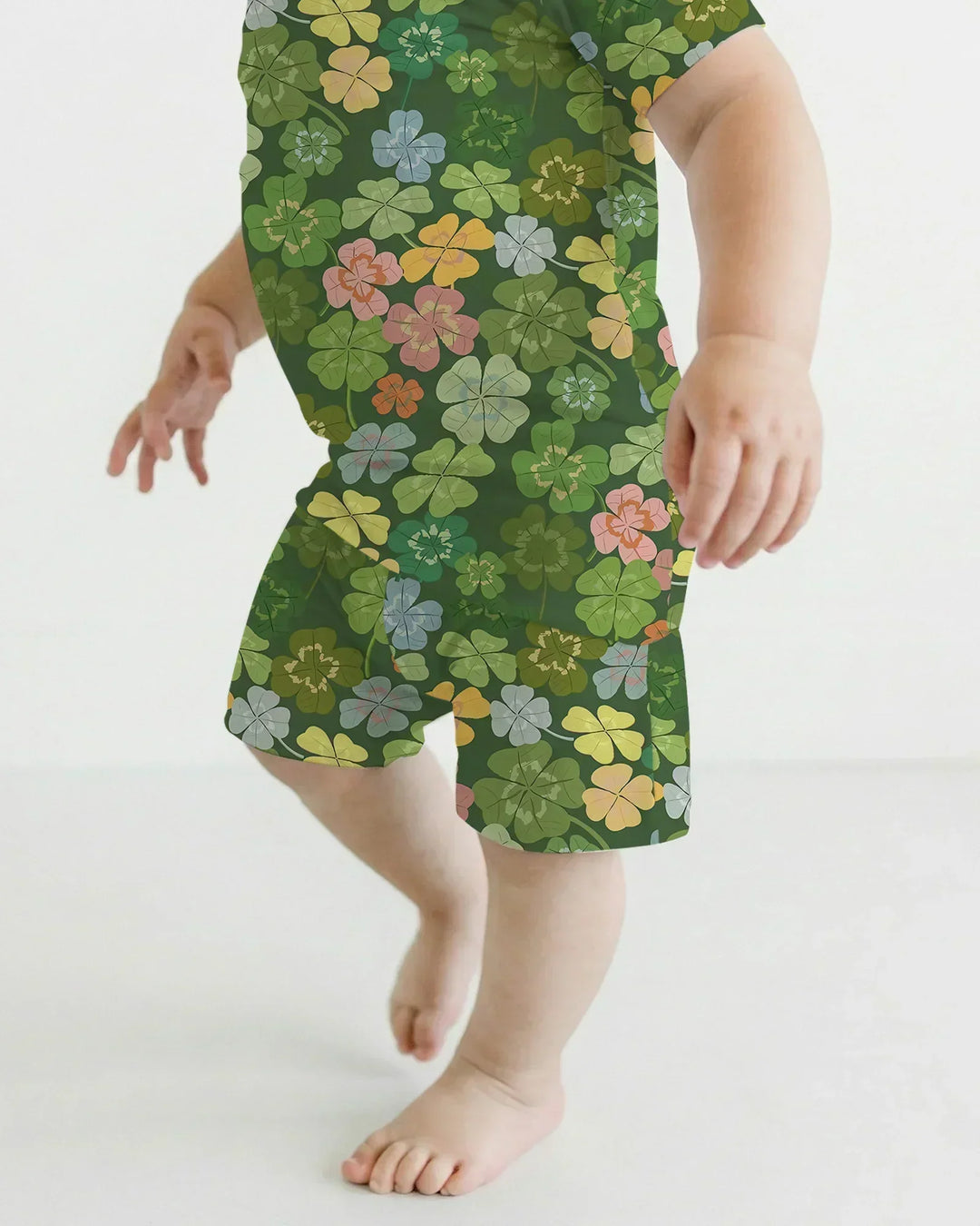 Lucky 4 Leaf Clover Bamboo Two Piece Short Sleeve Shorts Pajama Set