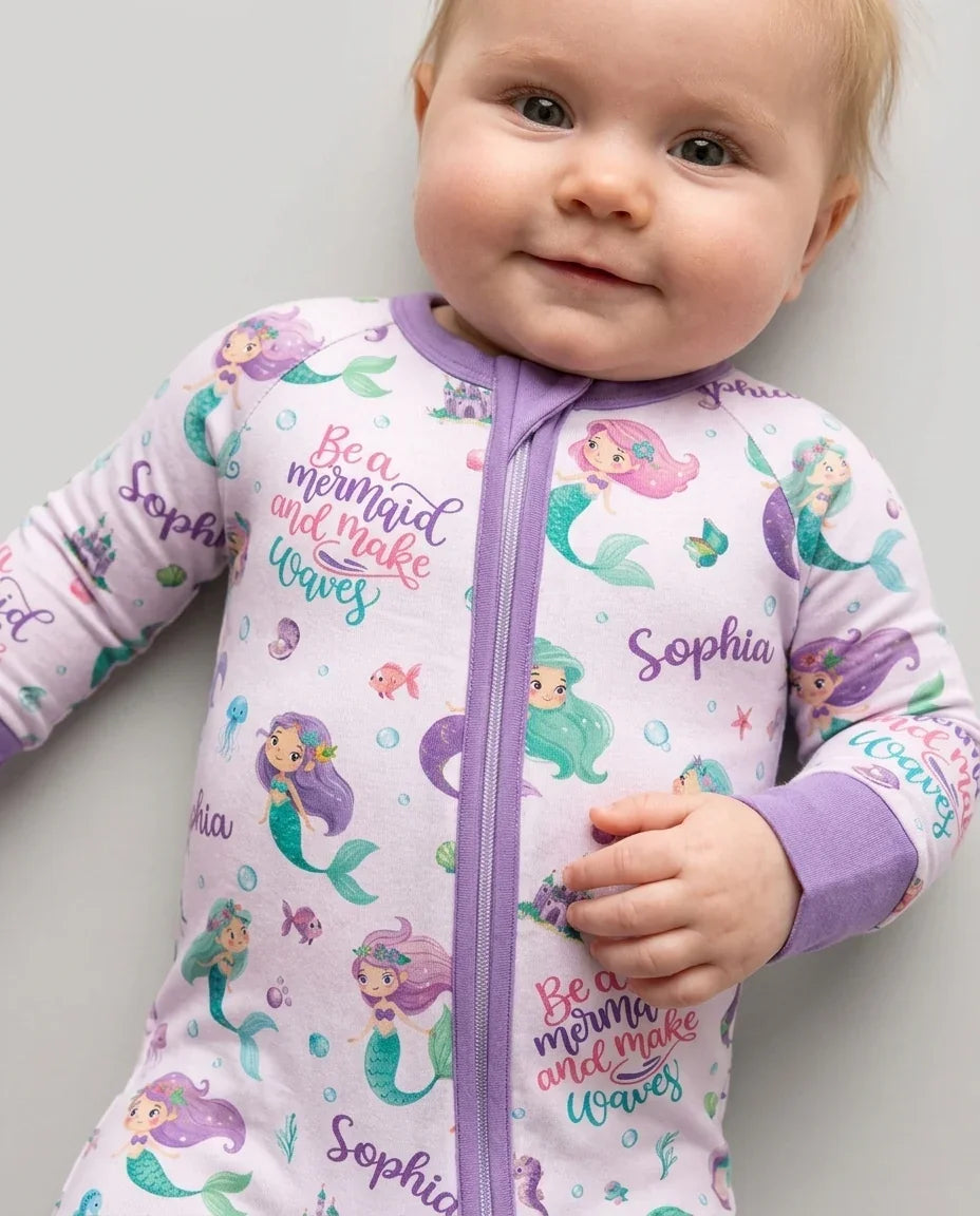 Custom Name Mermaid Make Waves Bamboo Convertible Zippy