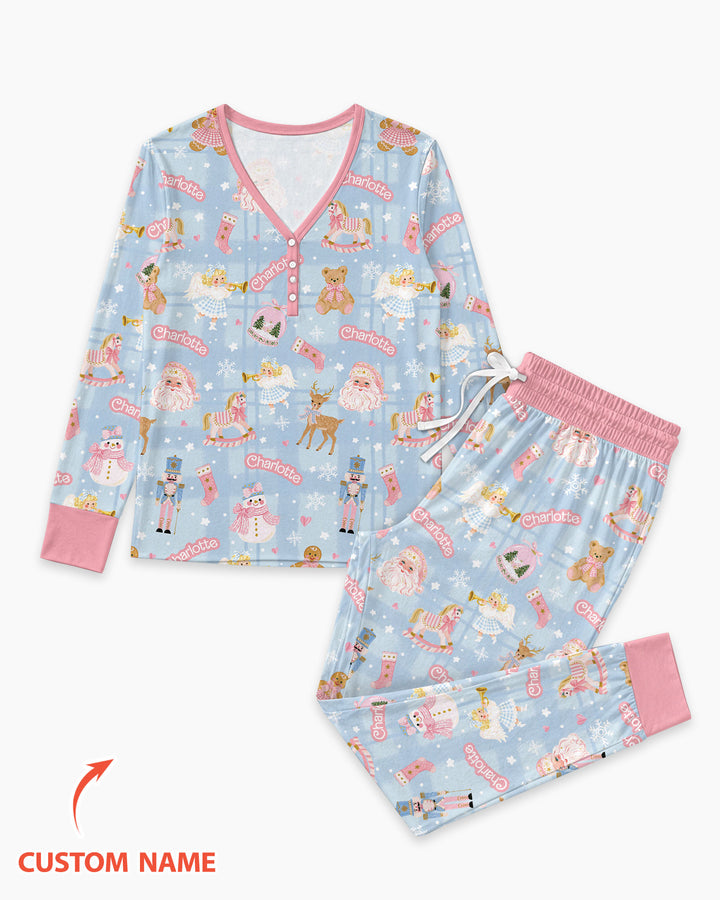 Custom Name Winter Wonderland Bamboo Women Pajama Set