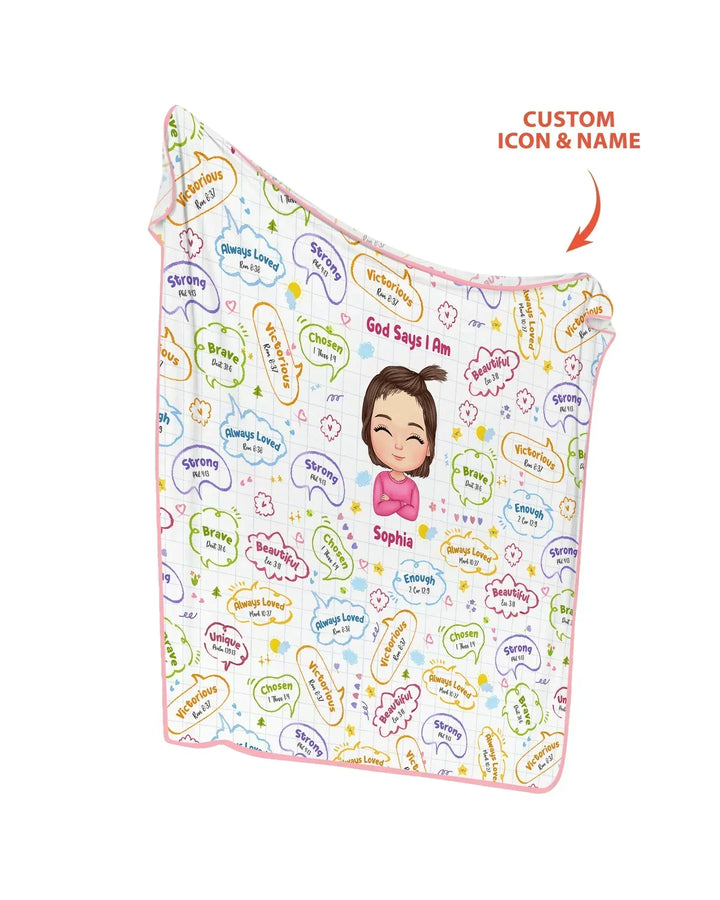 Personalized God Says I Am- Baby Girl Bamboo Blanket