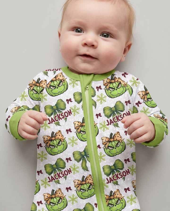 Custom Name Grumpy Green Christmas Bamboo Convertible Zippy
