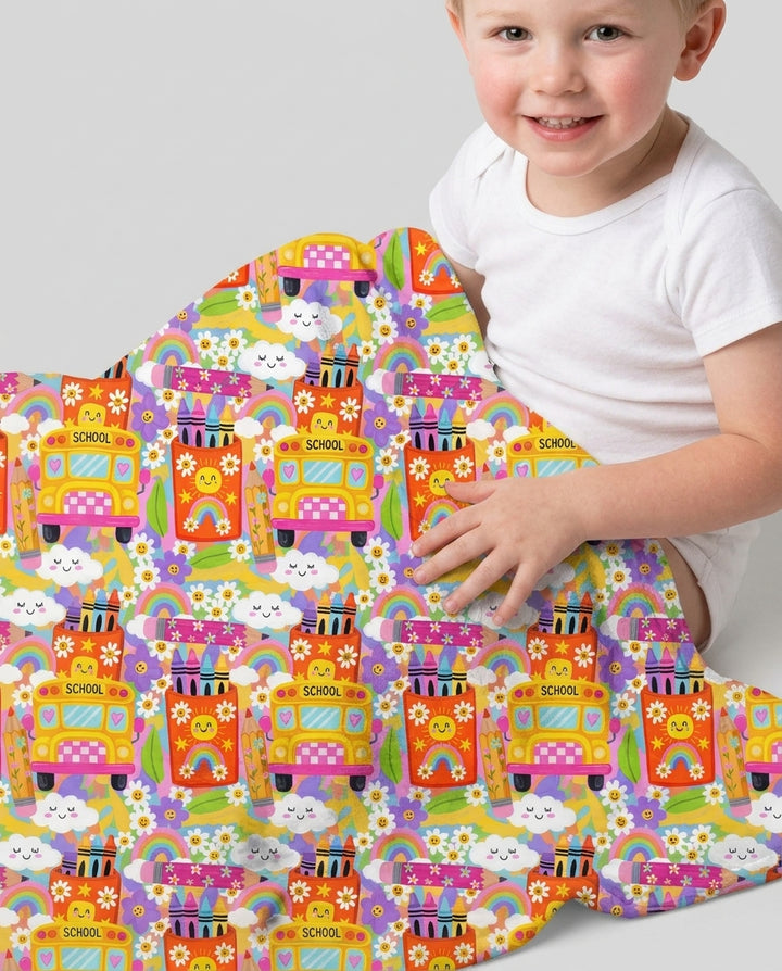 Retro Happy Classroom Bamboo Blanket