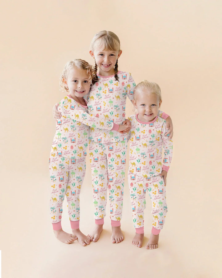 Eid Mubarak Matching Family Bamboo Two Piece Long Sleeve Pajama Set
