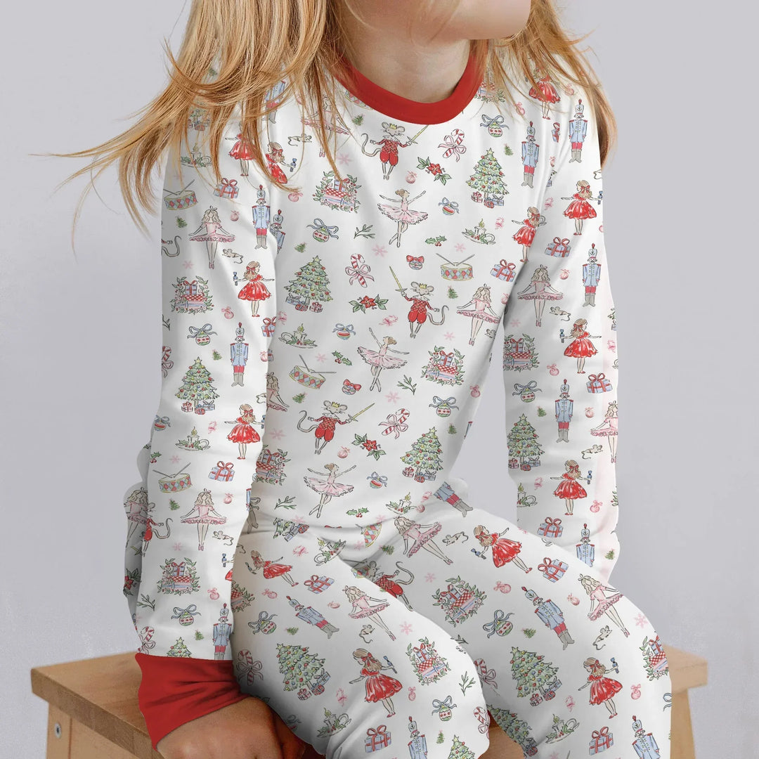 Sweet Nutcracker Holiday Matching Mom And Baby Bamboo Two Piece Long Sleeve Pajama Set