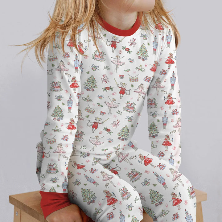 Sweet Nutcracker Holiday Matching Mom And Baby Bamboo Two Piece Long Sleeve Pajama Set
