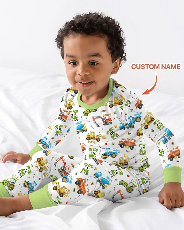 My God Is So Big Custom Name Bamboo Two Piece Long Sleeve Pajama Set