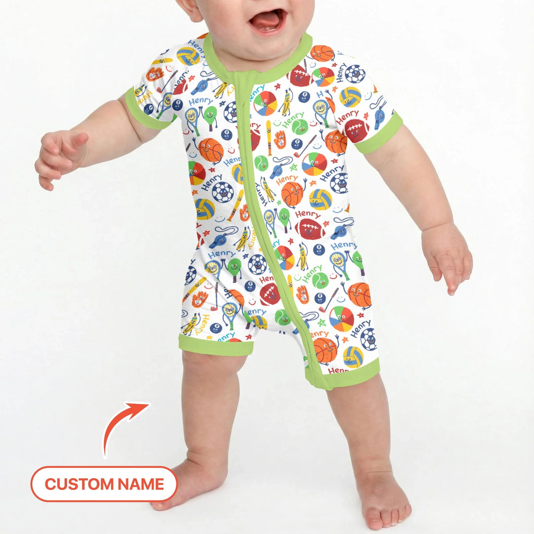 Play Ball Custom Name Bamboo Shorty Zippy