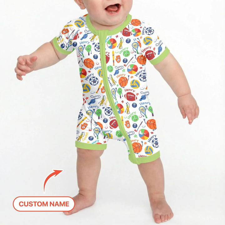 Play Ball Custom Name Bamboo Shorty Zippy