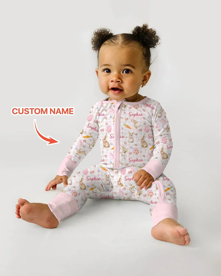Custom Name Bunny Garden Bamboo Convertible Zippy