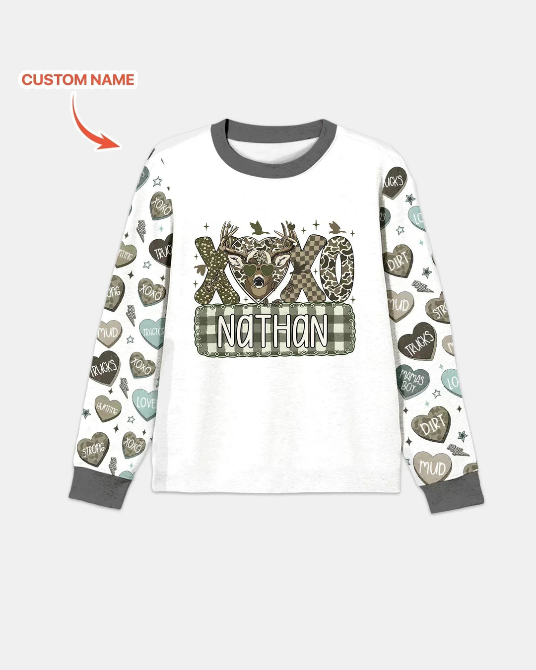 Personalized Hunting Sweethearts Candy Daddy & Me Matching Bamboo Men's Pajama Set