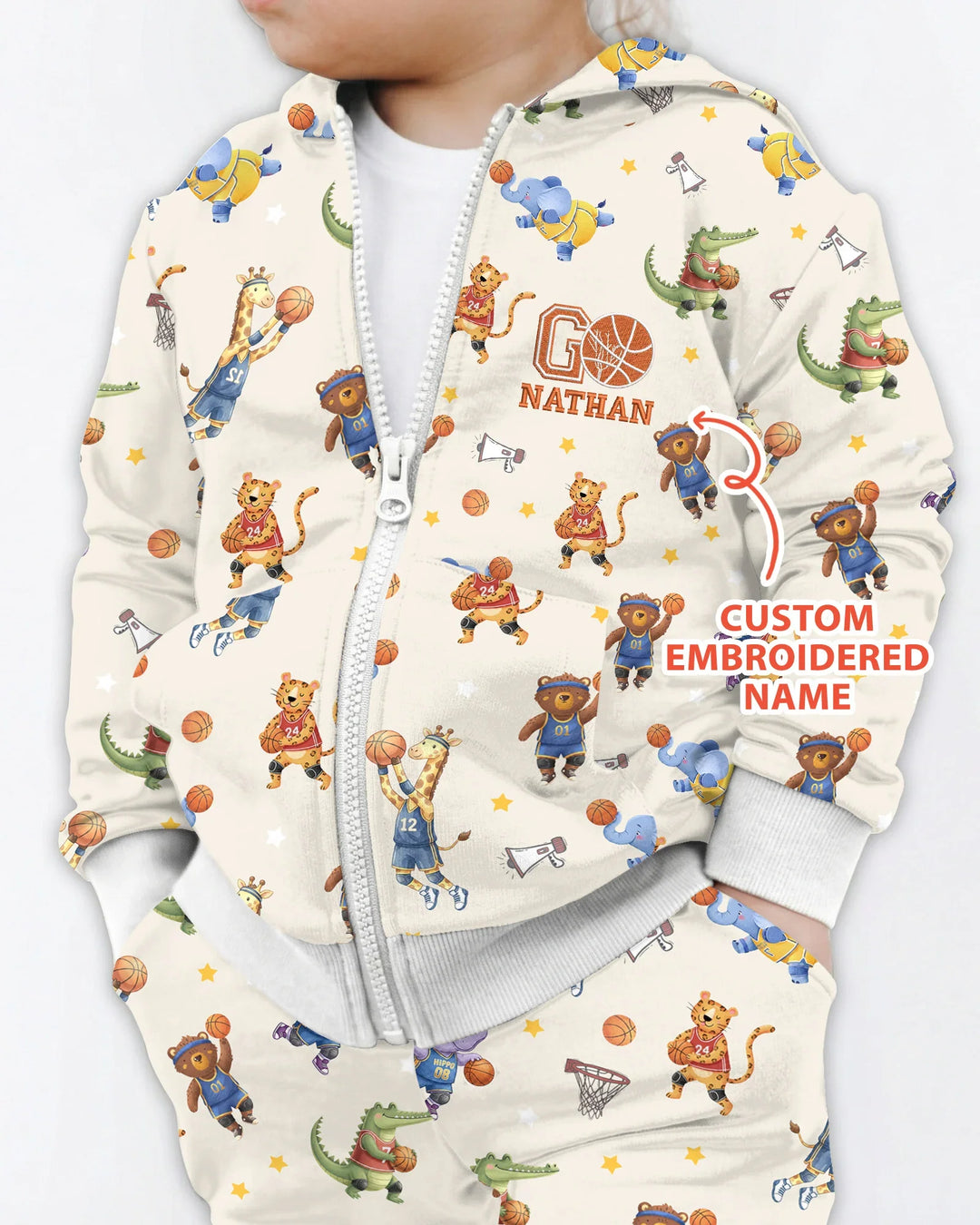 Custom Name Embroidered Wild Hoops Showdown Bamboo Zip Hoodie