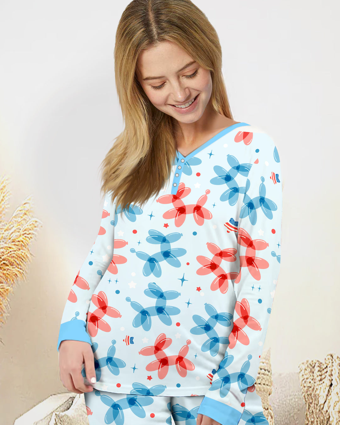 American Balloon Dog Party Bamboo Women Pajama Set