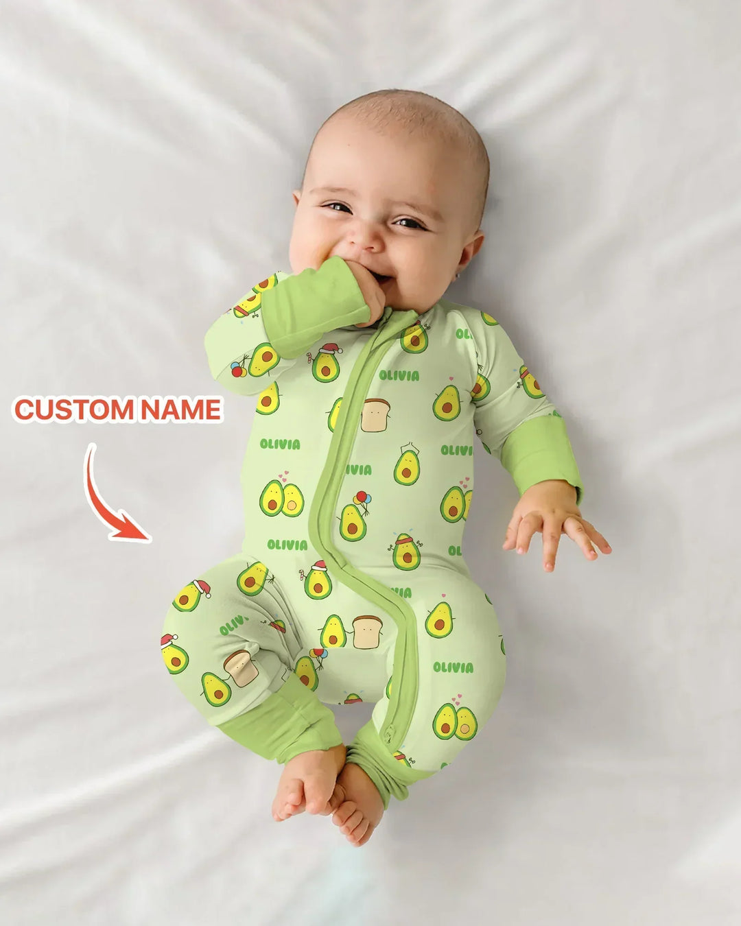 Custom Name Cute Avocado Bamboo Convertible Zippy