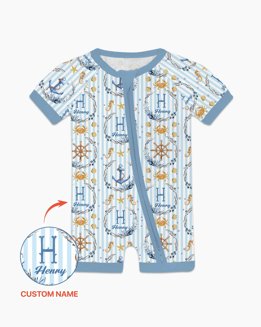 Bon Voyage Custom Name Bamboo Shorty Zippy