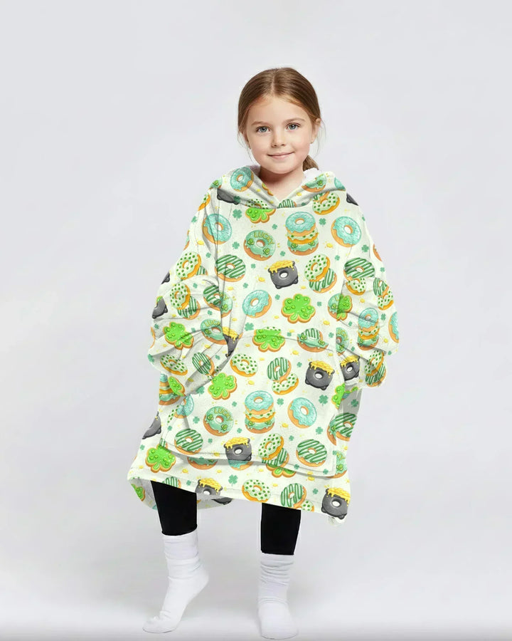 St. Patrick's Day Donut Wearable Bamboo Blanket Hoodie