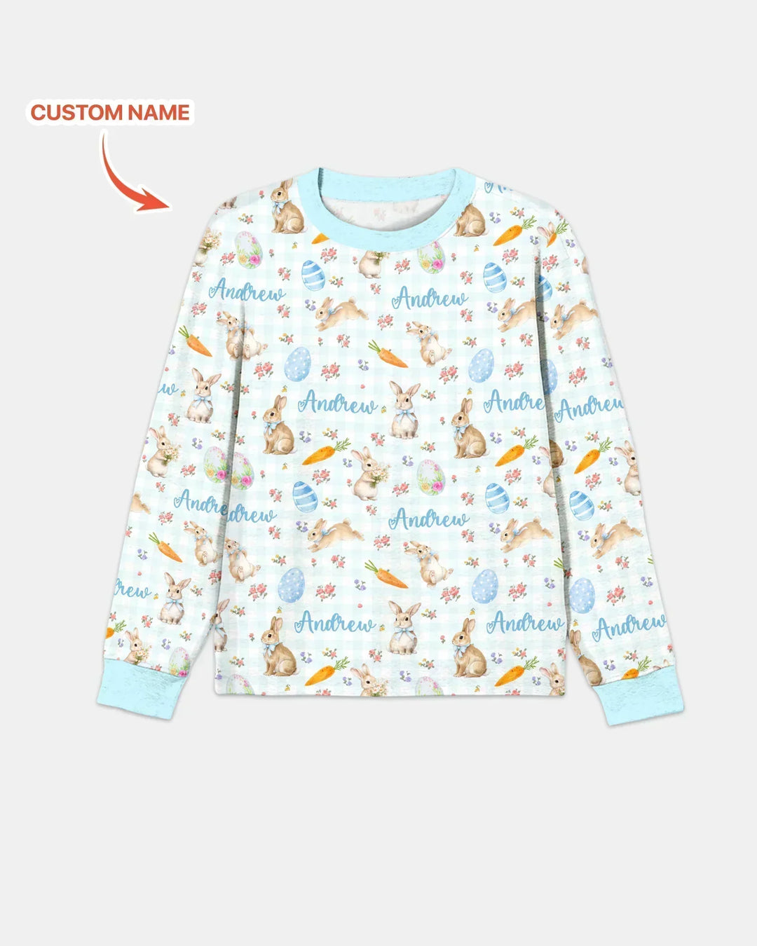 Custom Name Bunny Garden Bamboo Men's Pajama Set