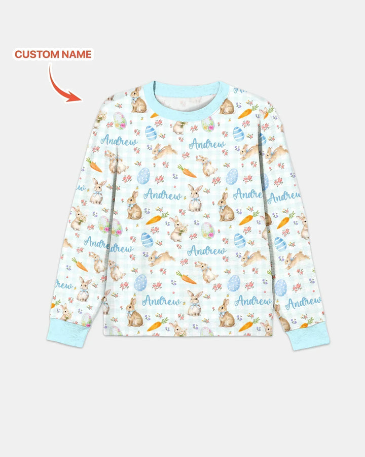Custom Name Bunny Garden Bamboo Men's Pajama Set